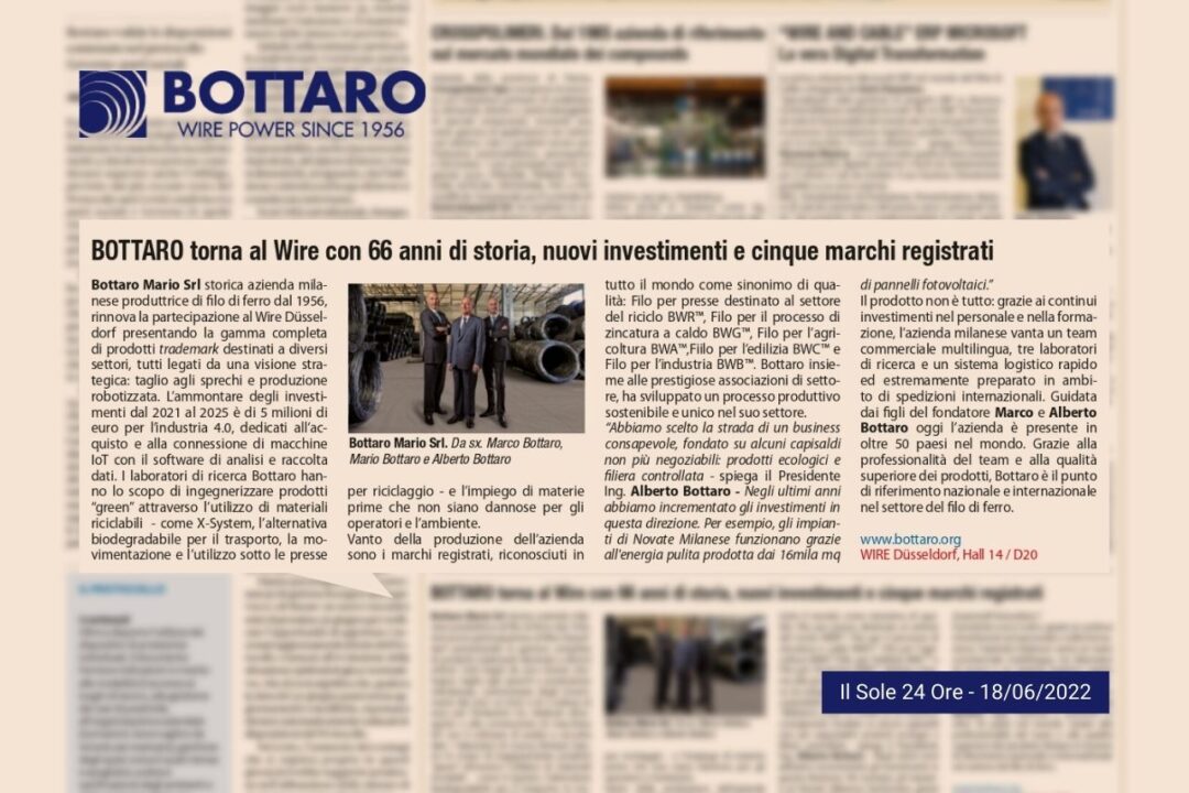 Bottaro torna al Wire con 66 anni di storia, nuovi investimenti e cinque marchi registrati